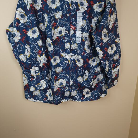 Duluth Wrinklefighter Button Up Shirt in Navy Sun Floral Plus Size 2X - Picture 3 of 8